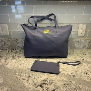 Joy Mangano Designer Leather Tote with Clutch